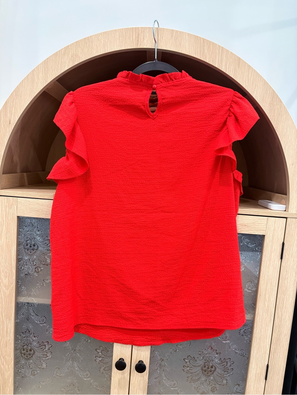 Red Ruffle Sleeve Blouse - Picture 2 of 2